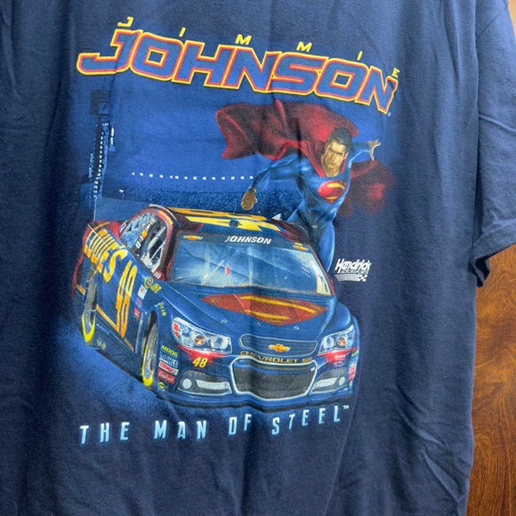 Rare Jimmie Johnson Hendrick Motorsports Superman The Man Of Steel T Shirts L - Picture 2 of 6